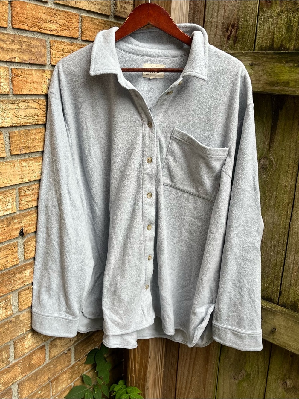 Madewell Light Blue/Gray Relaxed Fleece Button-Down Shirt Jacket